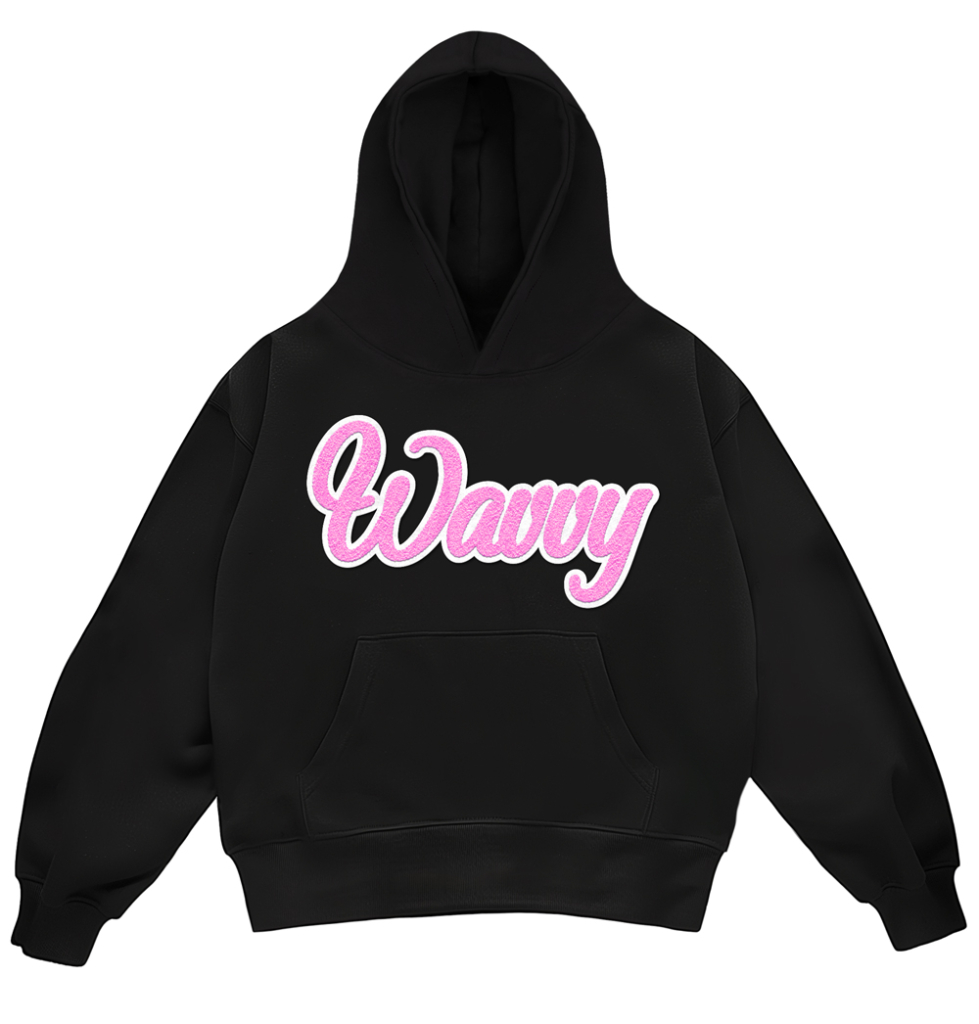 Bluza WAVVY78 PINK z różowym napisem - przód