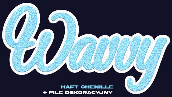 Bluza WAVVY78 - zdobienie (haft chenille + filc dekoracyjny) w wariancie niebieskim