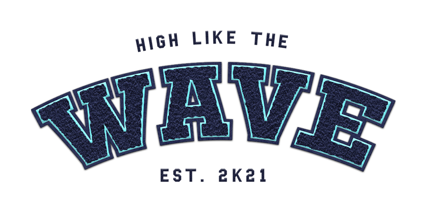 Napis na bluzie COLLEGE WAVE