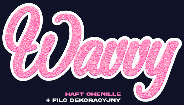 Bluza WAVVY78 - zdobienie (haft chenille + filc dekoracyjny) w wariancie różowym