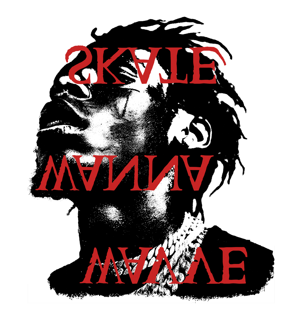 Grafika z koszulki SKATE na białym tle