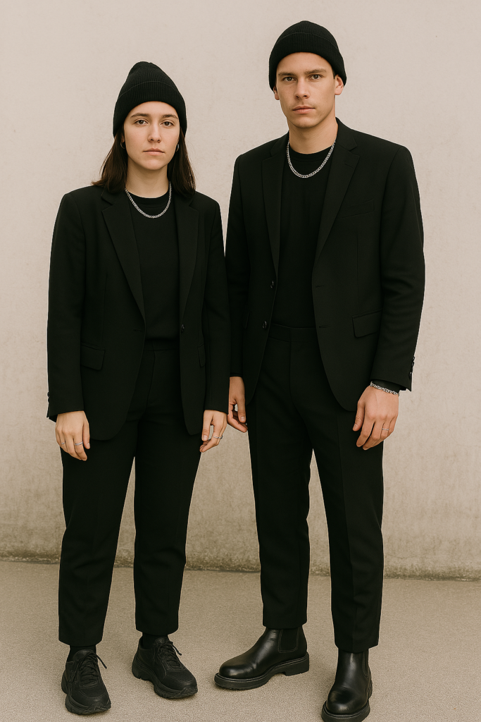 Przykładowa stylizacja capsule wardrobe w postaci zestawu total black look