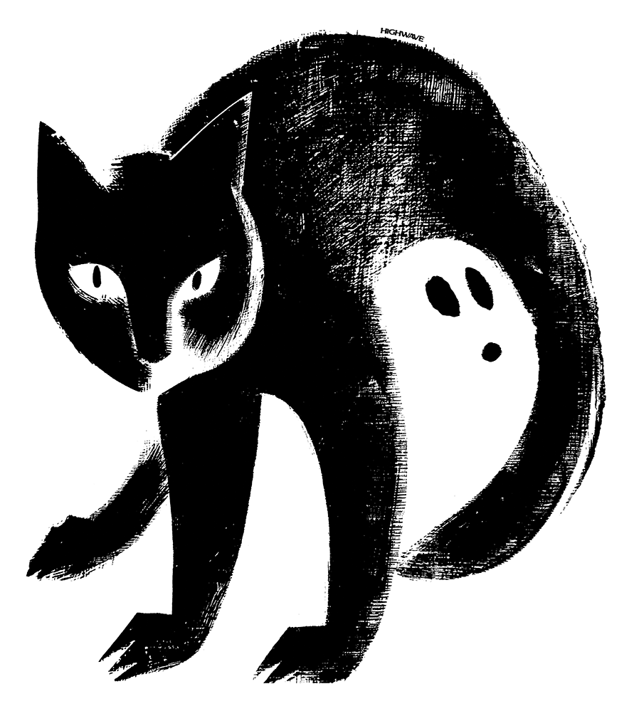 Koszulka z kotem - projekt graficzny na koszulce, wersja z białym obrysem wokół