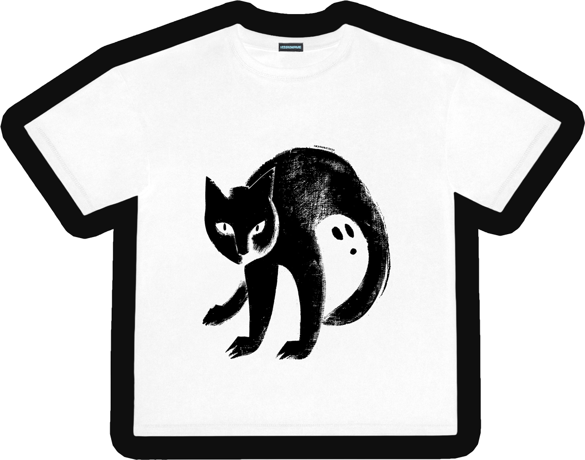 Tshirt z kotem i duchem - biała koszulka w kroju oversize